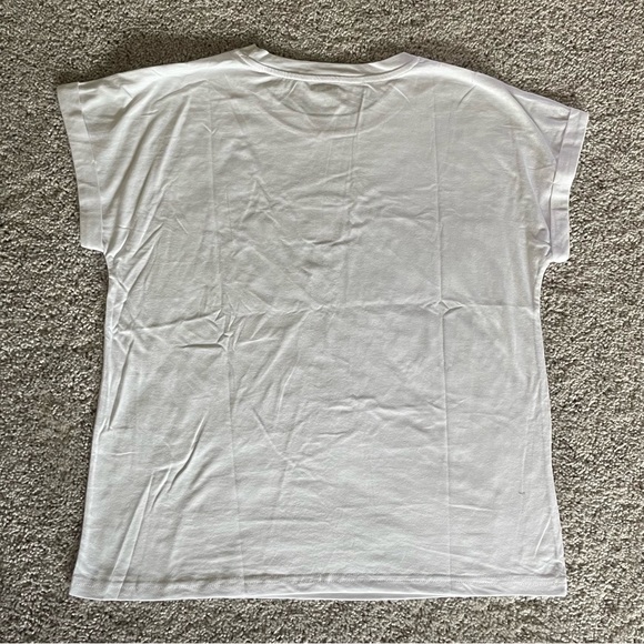 Shein White Grandma T-Shirt Red Lettering Size Large Rolled Cuff Batwing Sleeves - Picture 9 of 9